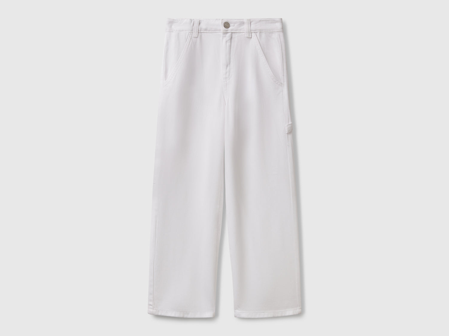 Pantaloni fluidi stile worker da bambina bianco | Benetton Outlet