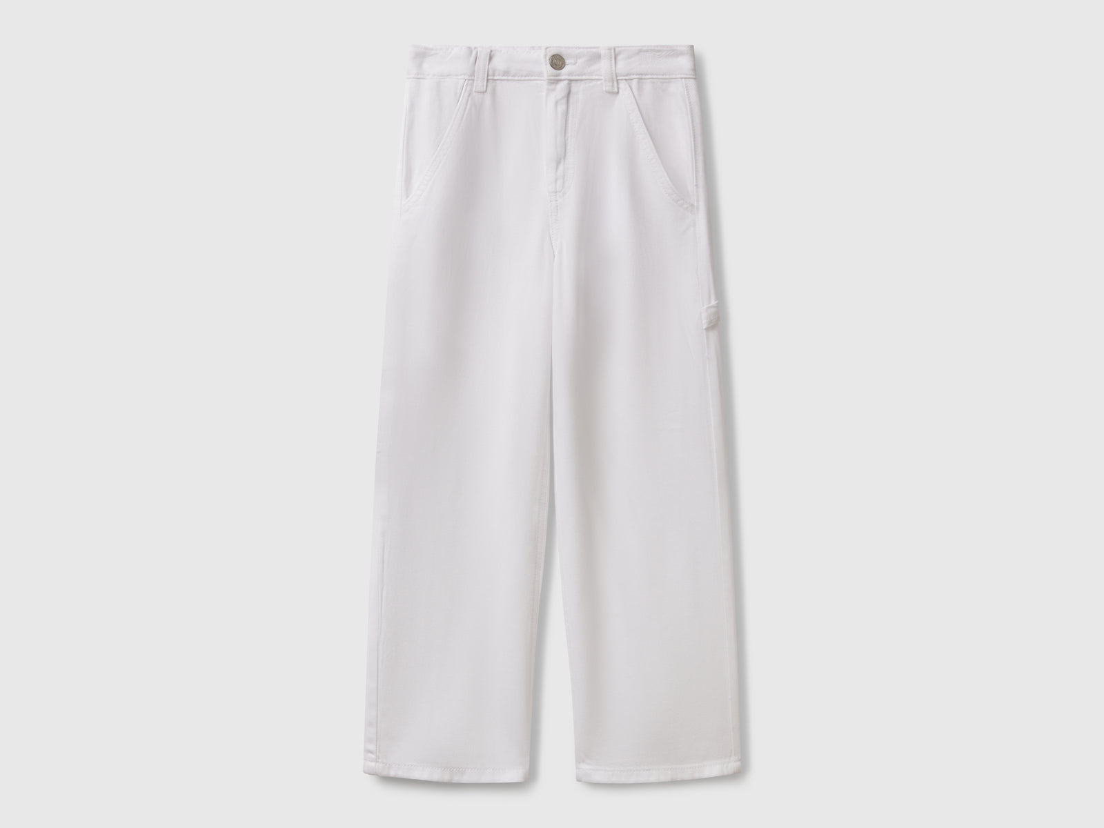 Pantaloni fluidi stile worker da bambina bianco | Benetton Outlet
