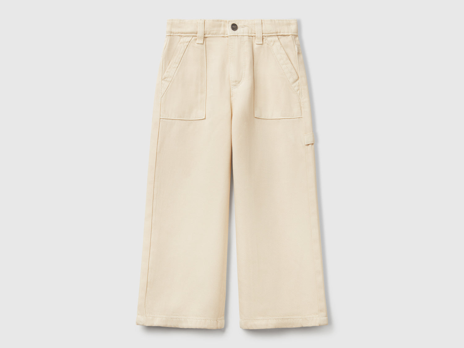 Pantaloni fluidi con gamba dritta da bimba bianco panna | Benetton Outlet