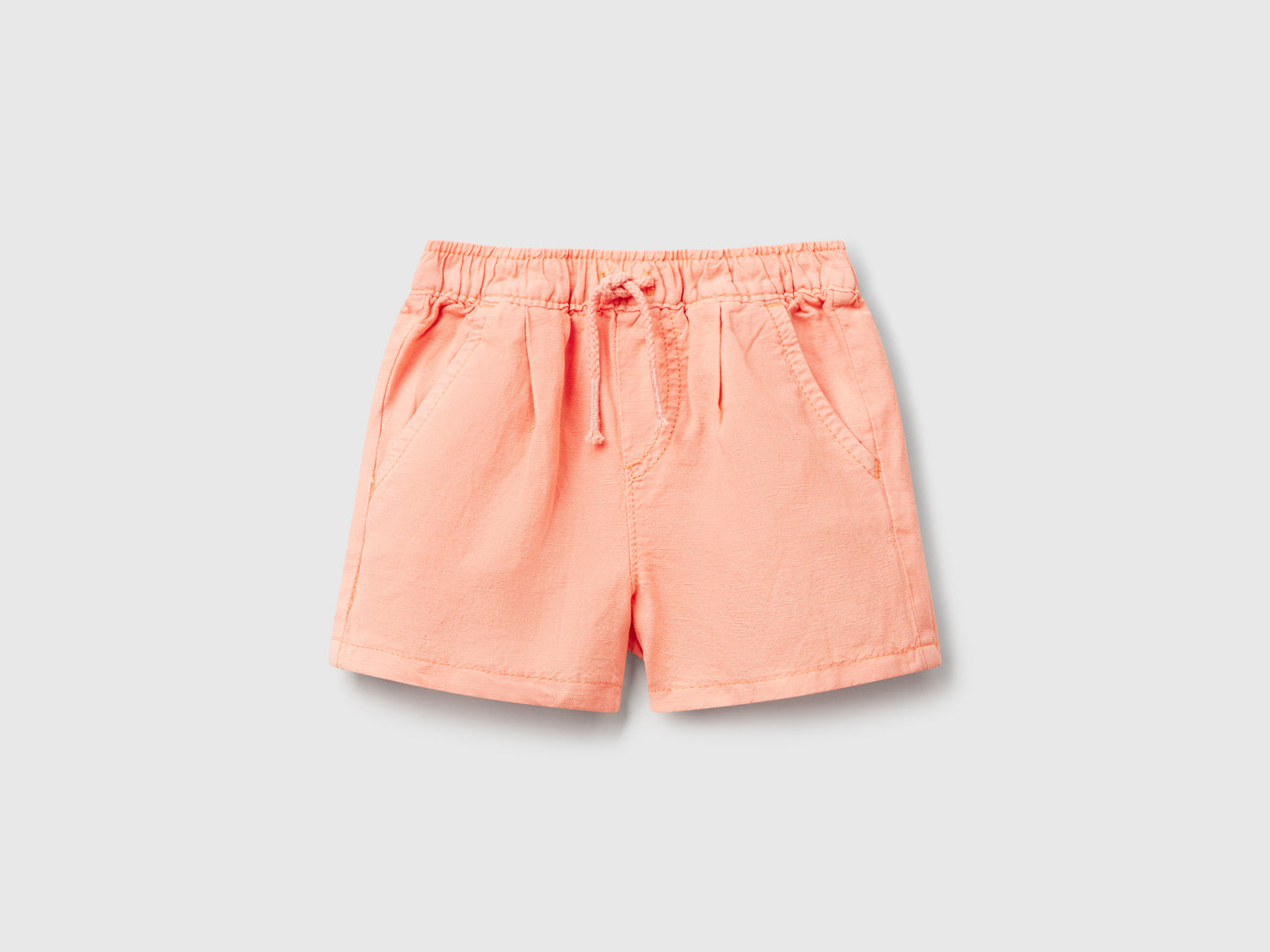 Shorts in misto lino da neonato pesca | Benetton Outlet