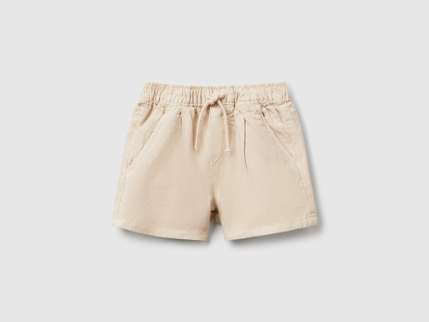 Shorts in misto lino da neonato beige | Benetton Outlet