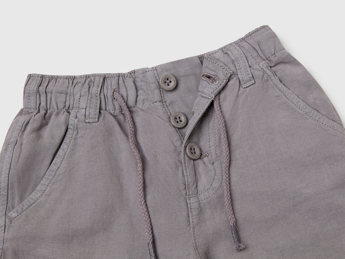 Bermuda con coulisse in misto lino