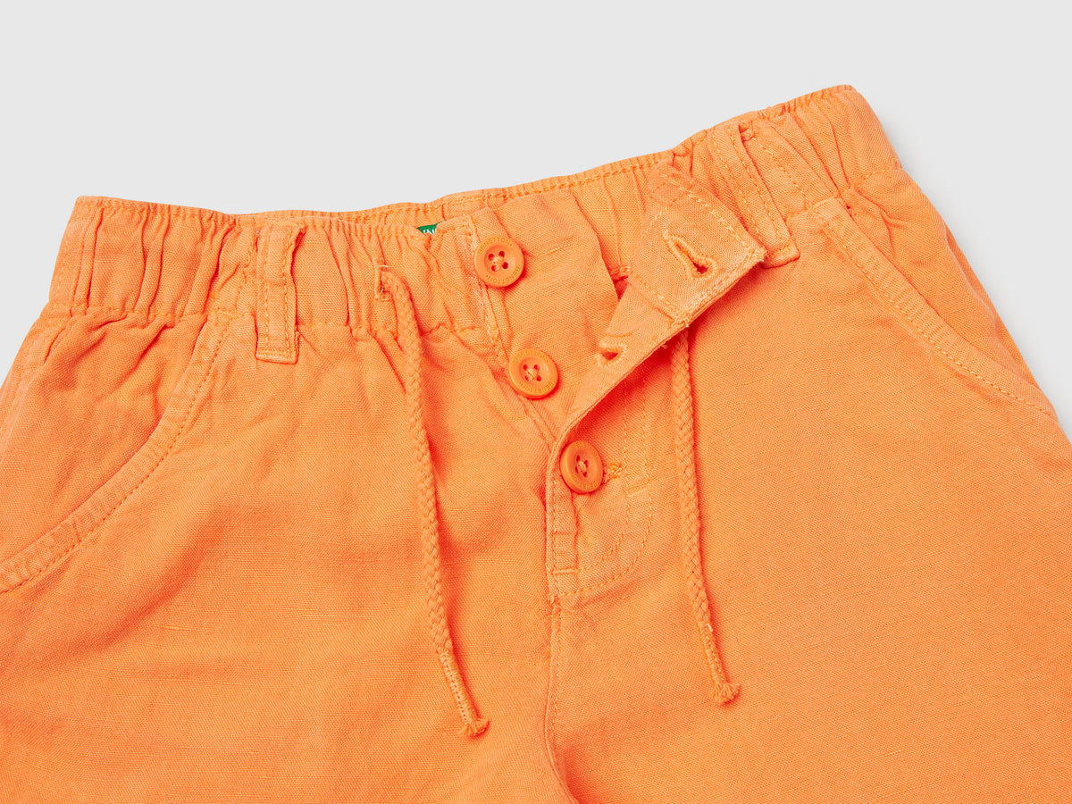 Bermuda con coulisse in misto lino