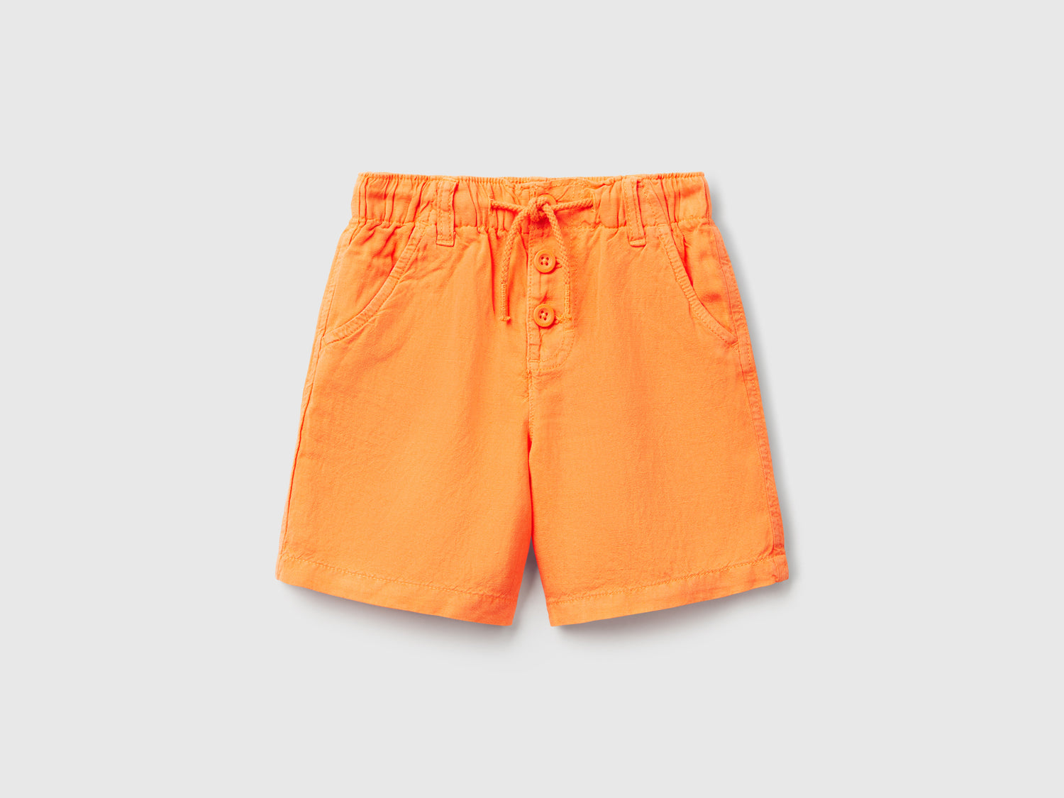 Bermuda con coulisse in misto lino da bimbo arancione | Benetton Outlet
