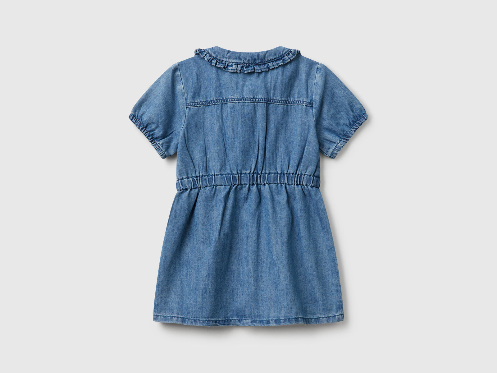 Vestito con colletto in chambray da bimba azzurro 2 | Benetton Outlet