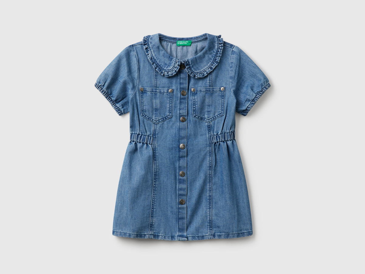 Vestito con colletto in chambray