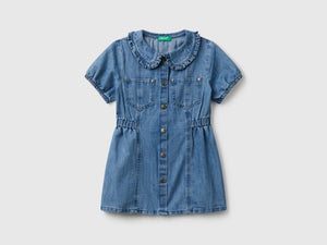 Vestito con colletto in chambray