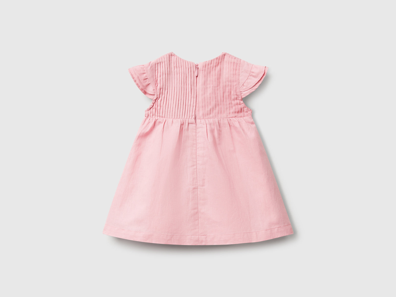 Vestito in misto lino e cotone da neonato rosa 2 | Benetton Outlet
