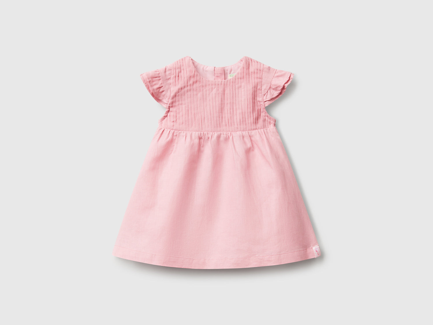 Vestito in misto lino e cotone da neonato rosa | Benetton Outlet