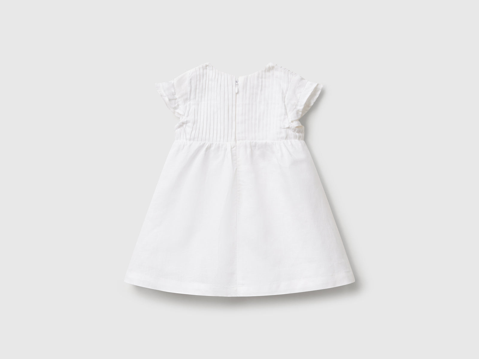 Vestito in misto lino e cotone da neonato bianco 2 | Benetton Outlet
