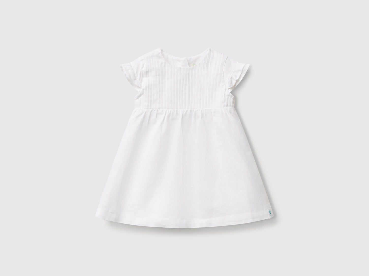 Vestito in misto lino e cotone da neonato bianco | Benetton Outlet