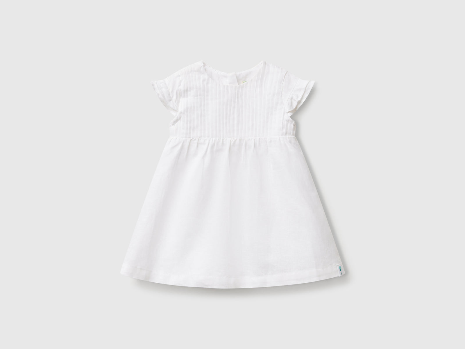 Vestito in misto lino e cotone da neonato bianco | Benetton Outlet