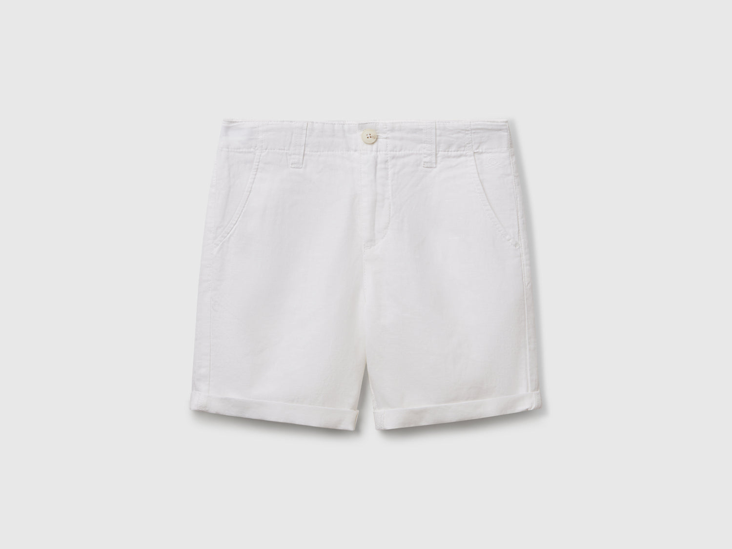 Bermuda chino in misto lino da bambino bianco | Benetton Outlet