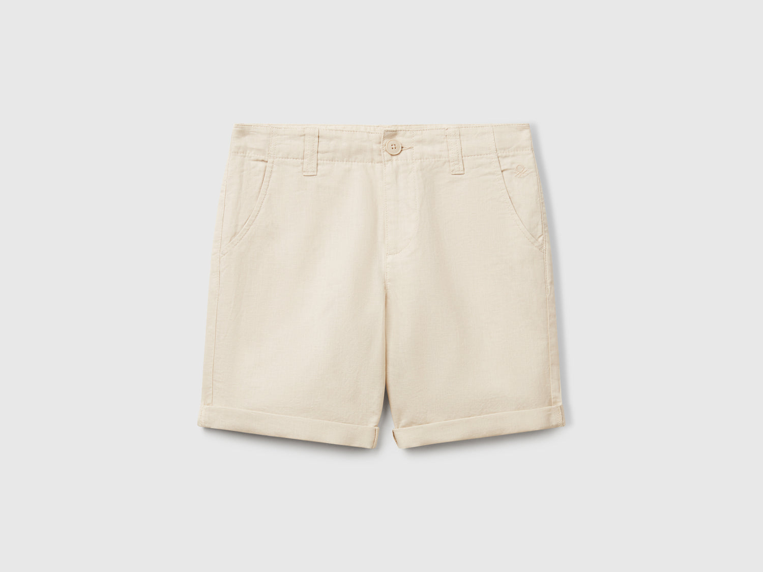 Bermuda chino in misto lino da bambino beige | Benetton Outlet
