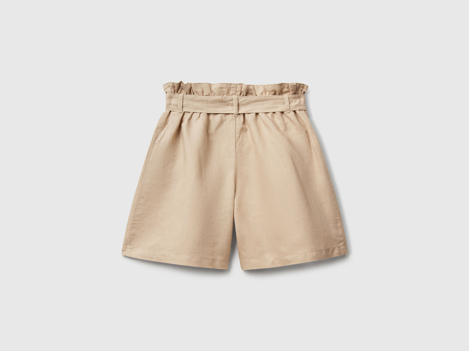 Bermuda paperbag in misto lino da bambina beige 2 | Benetton Outlet