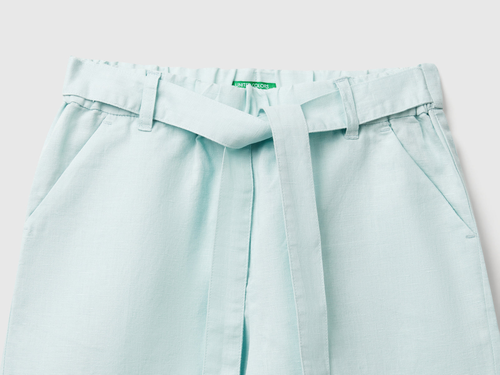 Pantaloni con fusciacca da bambina verde acqua 3 | Benetton Outlet