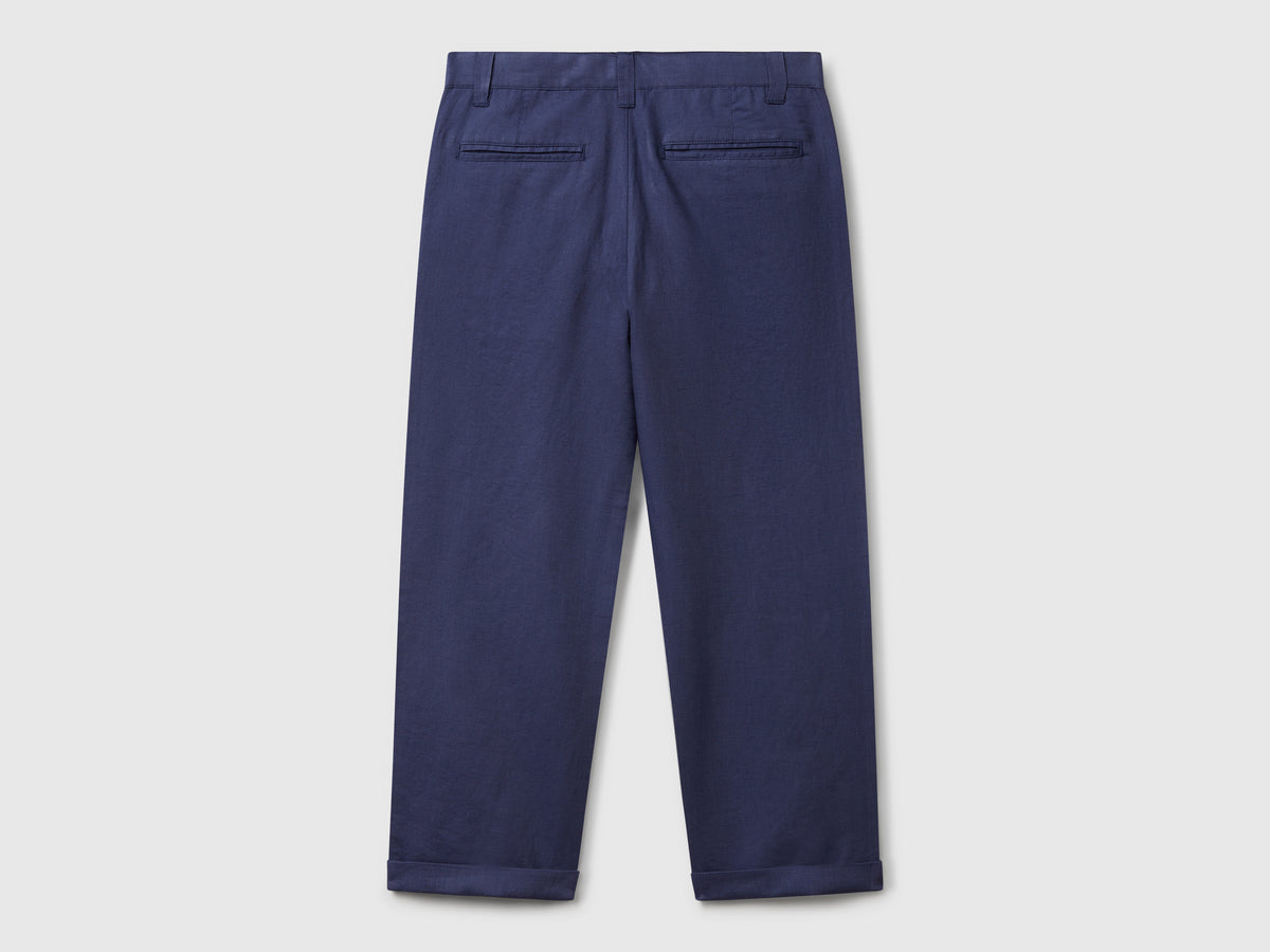 Pantaloni relaxed fit in misto lino