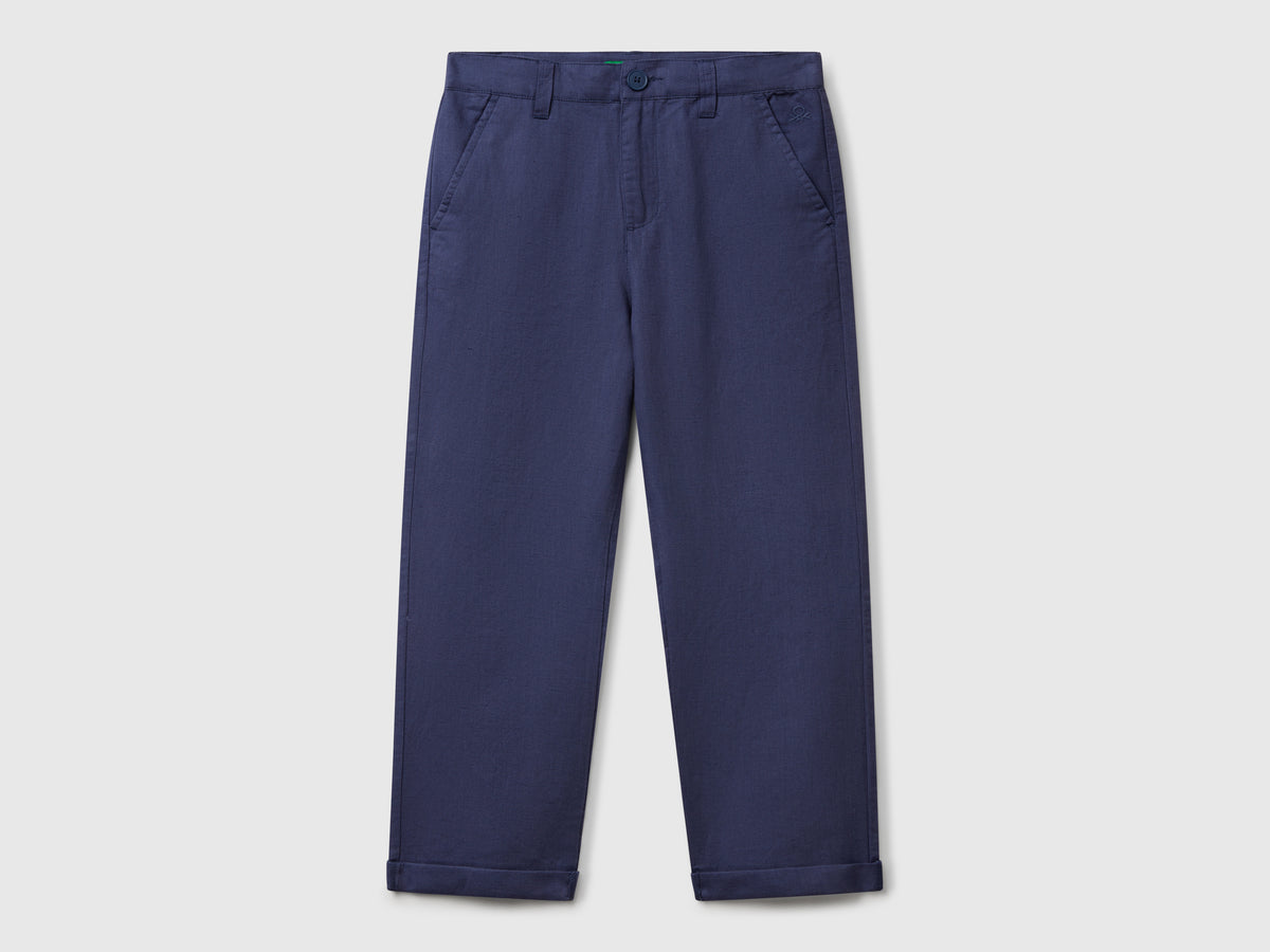 Pantaloni relaxed fit in misto lino