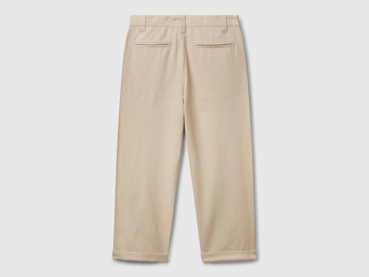 Pantaloni relaxed fit in misto lino