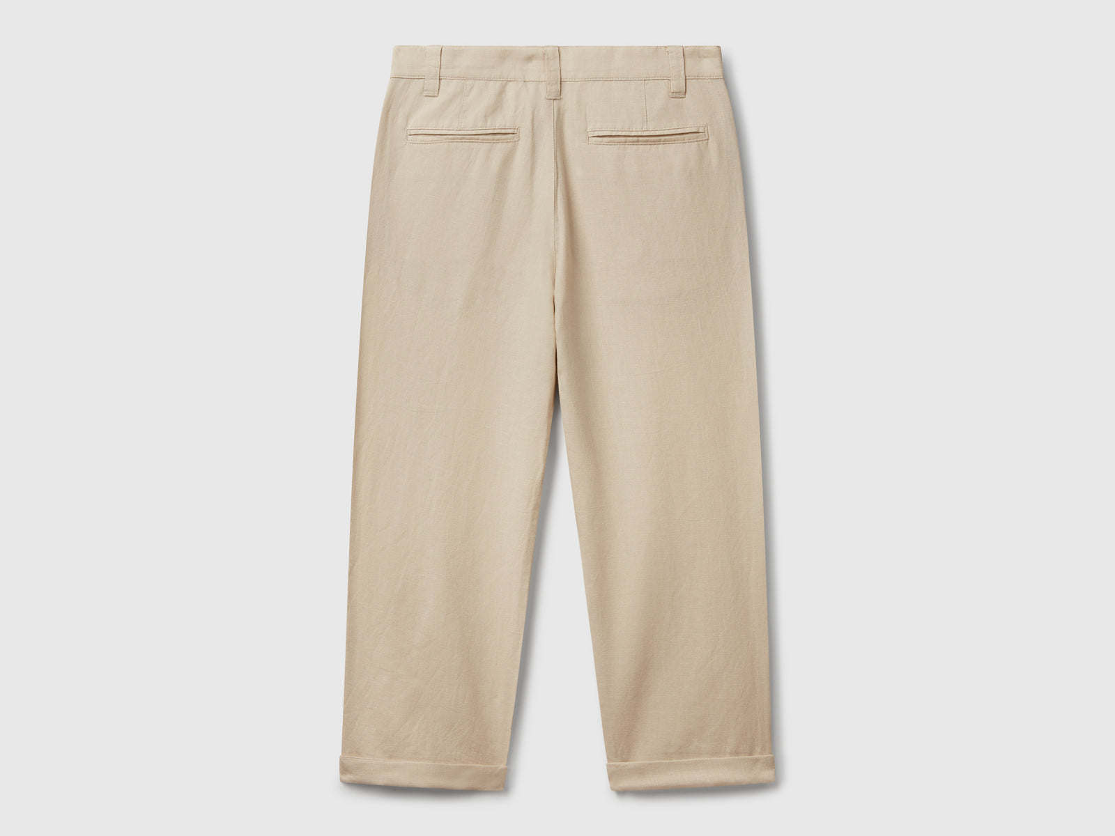 Pantaloni relaxed fit in misto lino da bambino beige 2 | Benetton Outlet