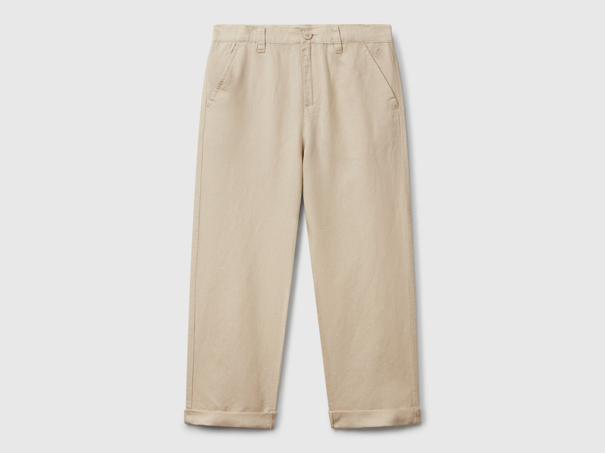 Pantaloni relaxed fit in misto lino