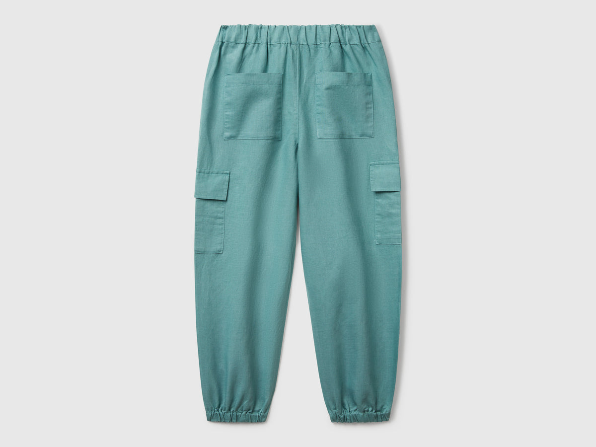 Pantaloni cargo in misto lino