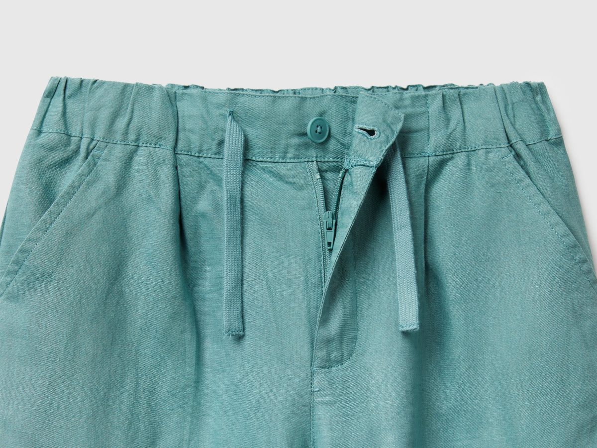 Pantaloni cargo in misto lino