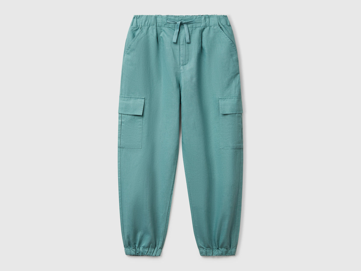 Pantaloni cargo in misto lino