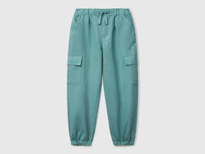 Pantaloni cargo in misto lino