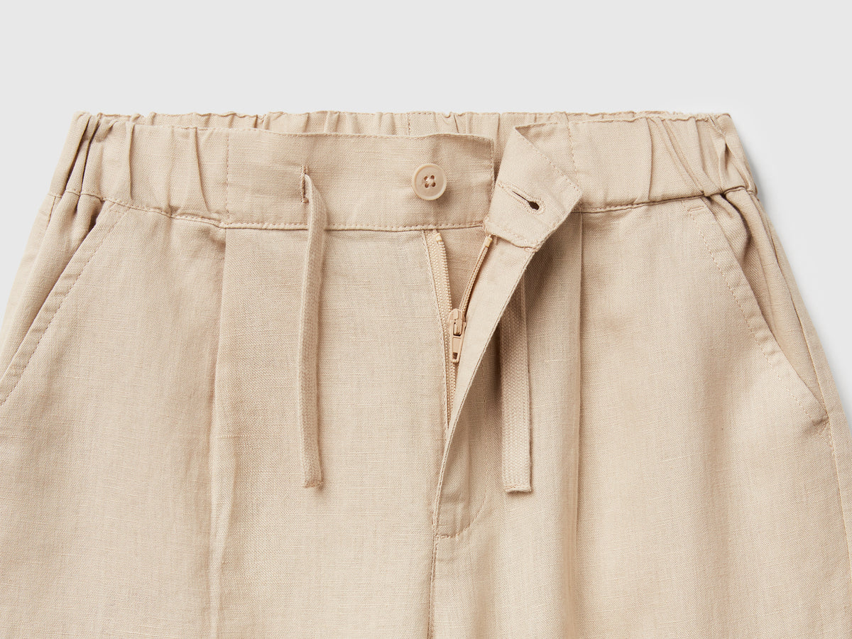 Pantaloni cargo in misto lino