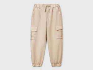 Pantaloni cargo in misto lino