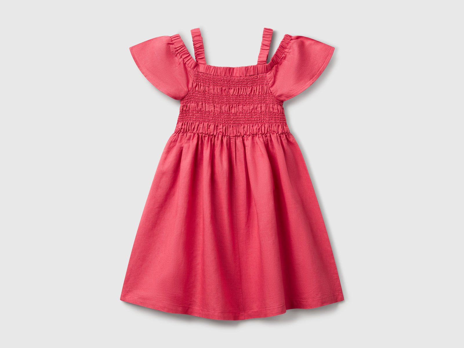Vestito in misto lino da bambina ciclamino 2 | Benetton Outlet