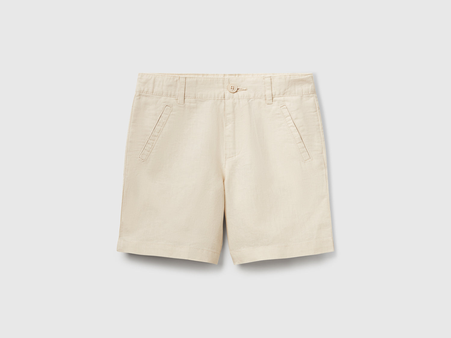 Shorts in misto lino da bimbo beige | Benetton Outlet