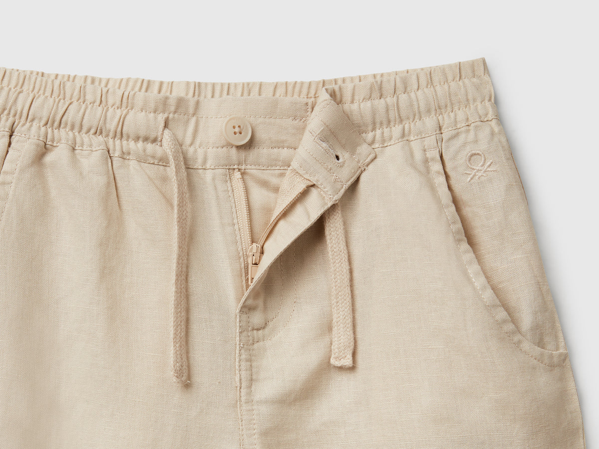 Pantaloni con coulisse in misto lino