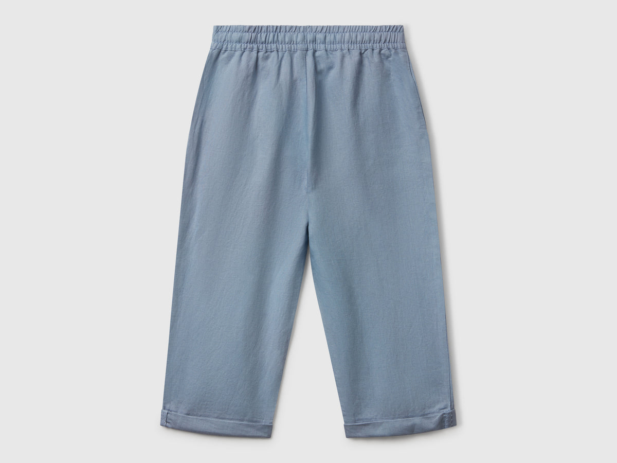 Pantaloni con coulisse in misto lino
