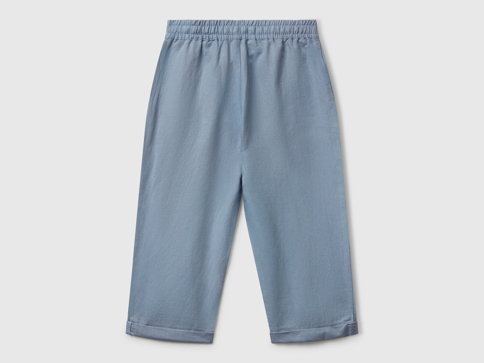 Pantaloni con coulisse in misto lino da bimbo azzurro 2 | Benetton Outlet