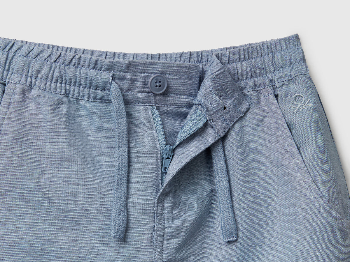 Pantaloni con coulisse in misto lino
