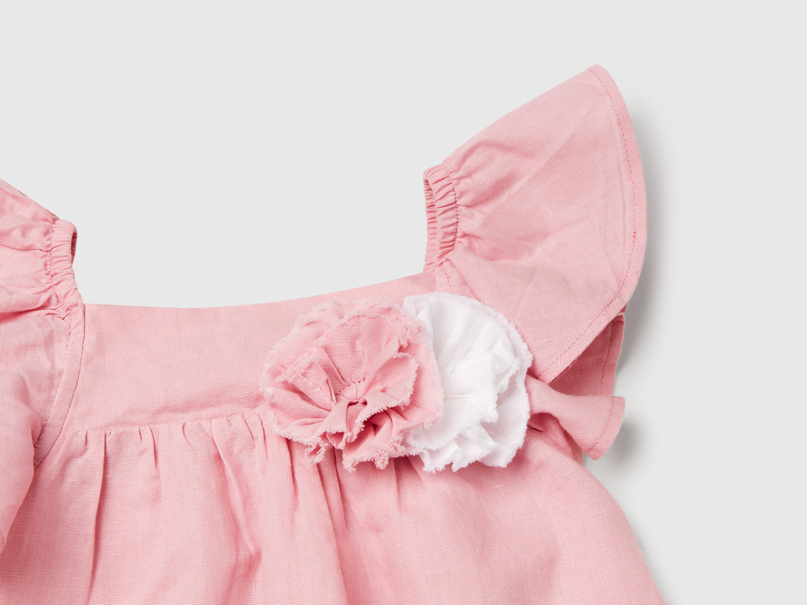 Abitino smanicato con applicazione fiori da bimba rosa 3 | Benetton Outlet