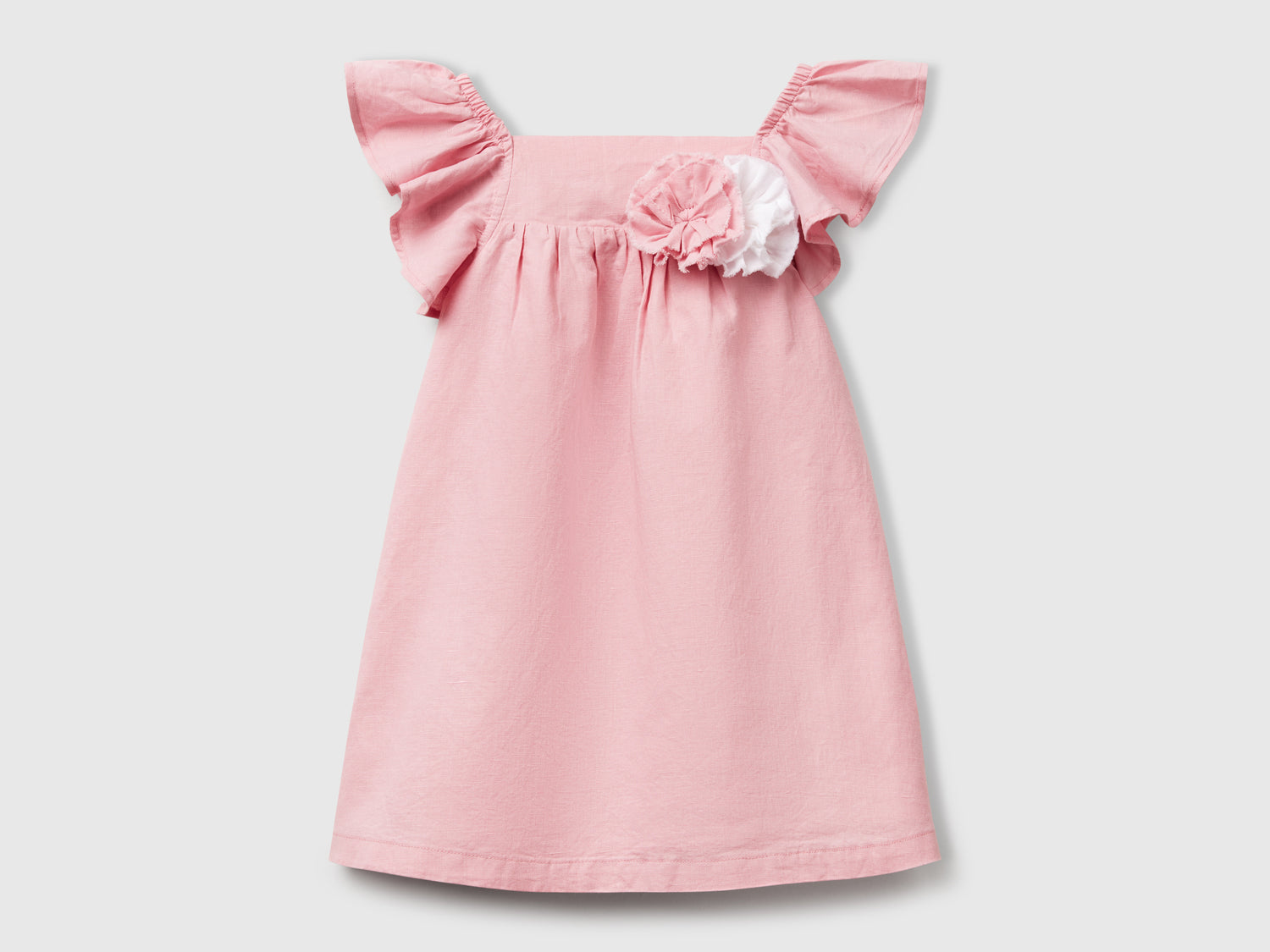 Abitino smanicato con applicazione fiori da bimba rosa | Benetton Outlet