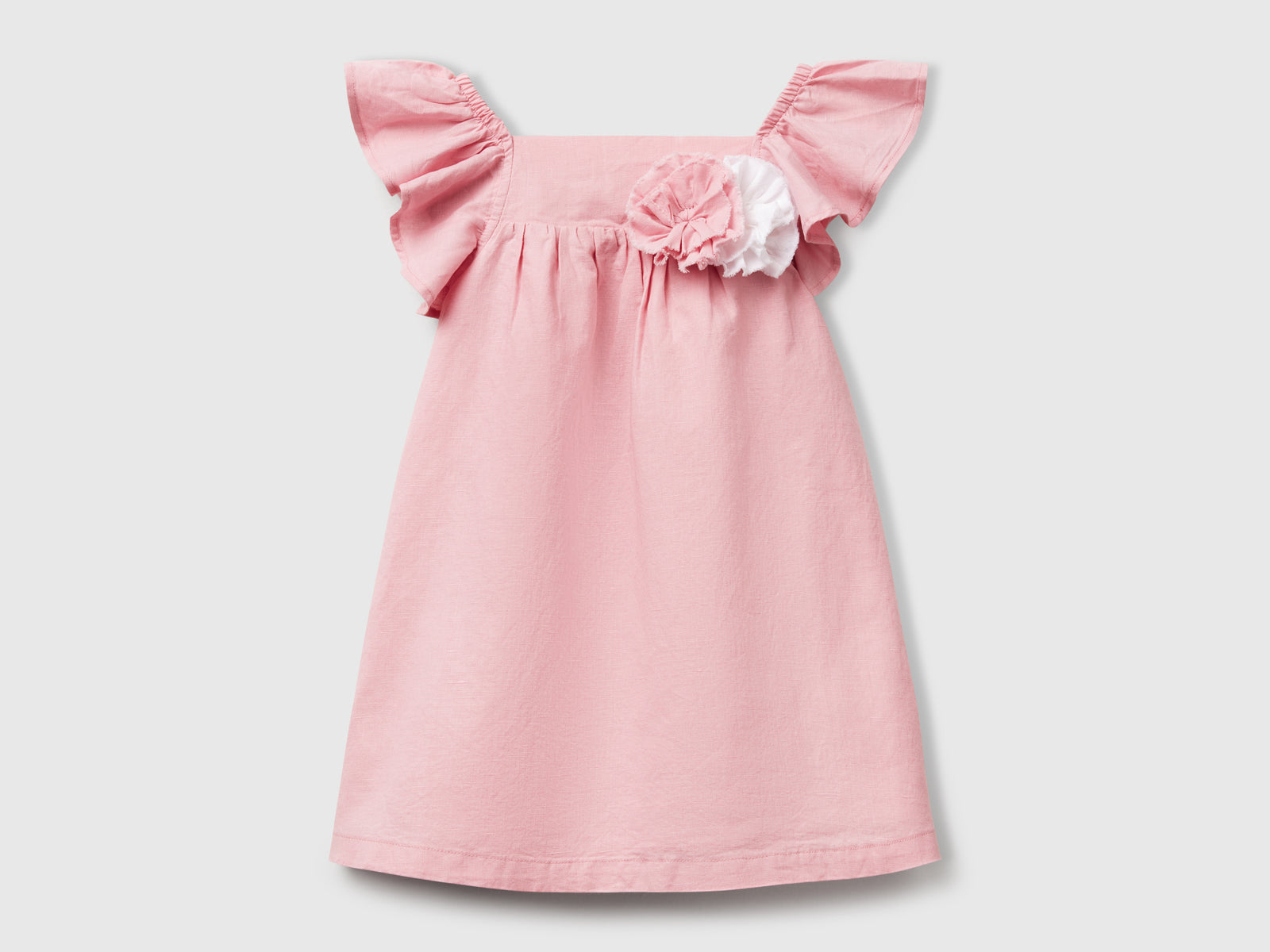 Abitino smanicato con applicazione fiori da bimba rosa | Benetton Outlet