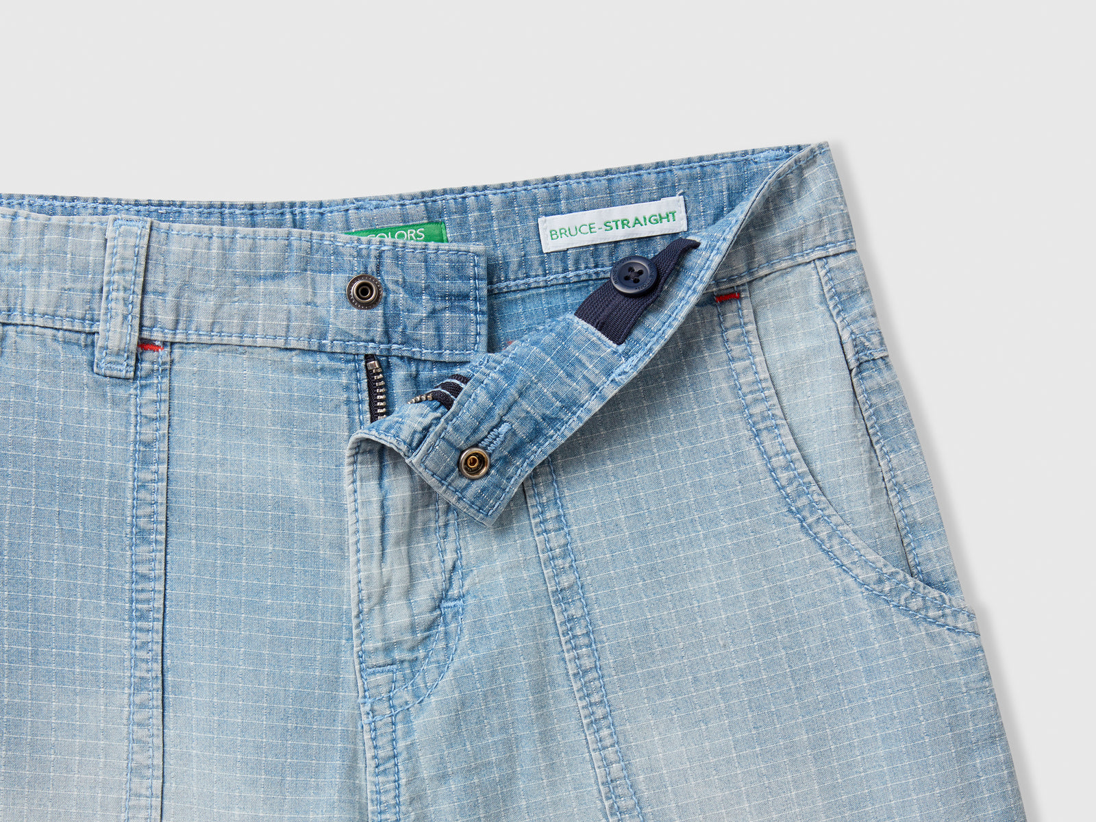 Bermuda straight a quadri da bambino azzurro 3 | Benetton Outlet