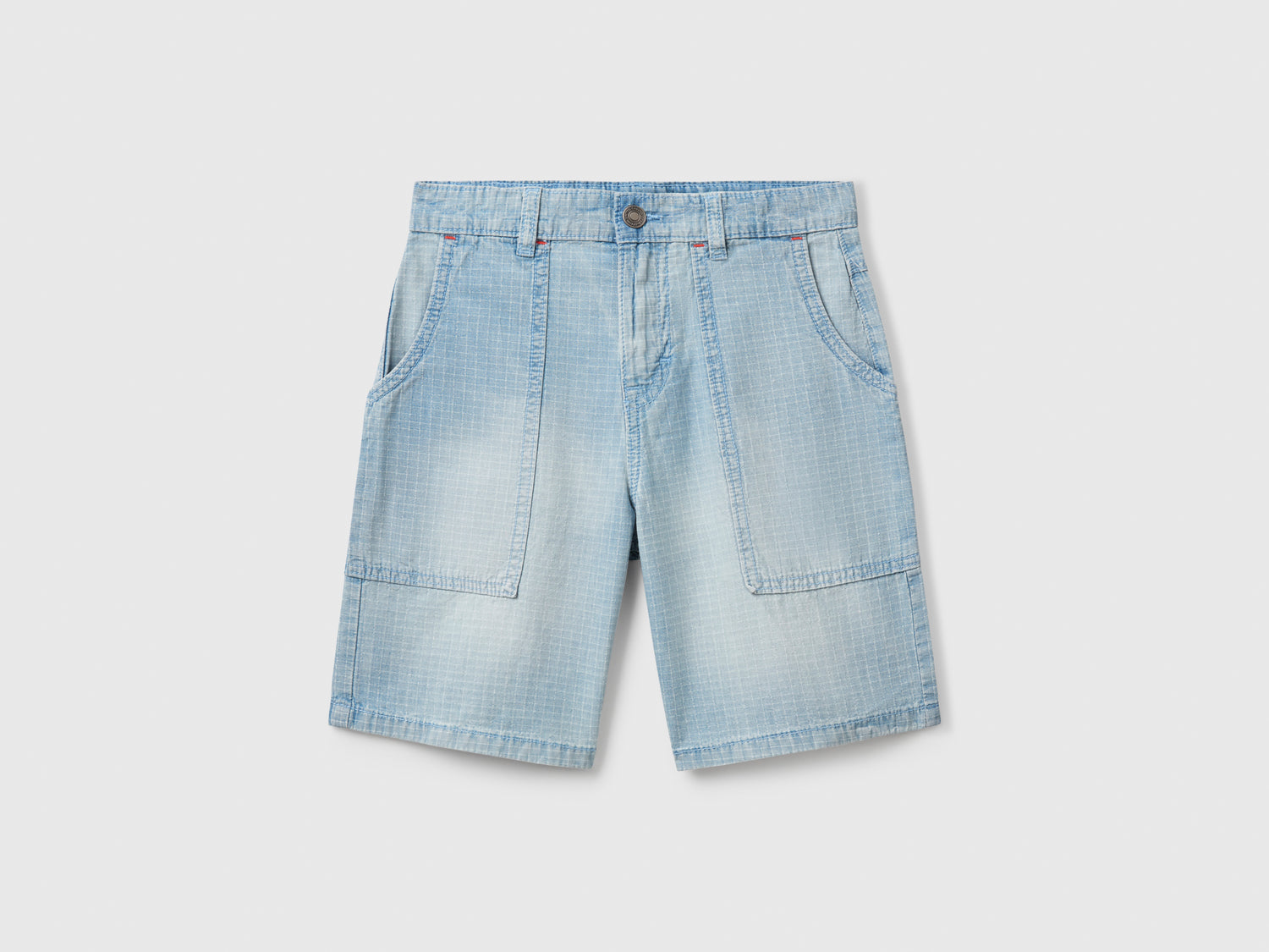 Bermuda straight a quadri da bambino azzurro | Benetton Outlet