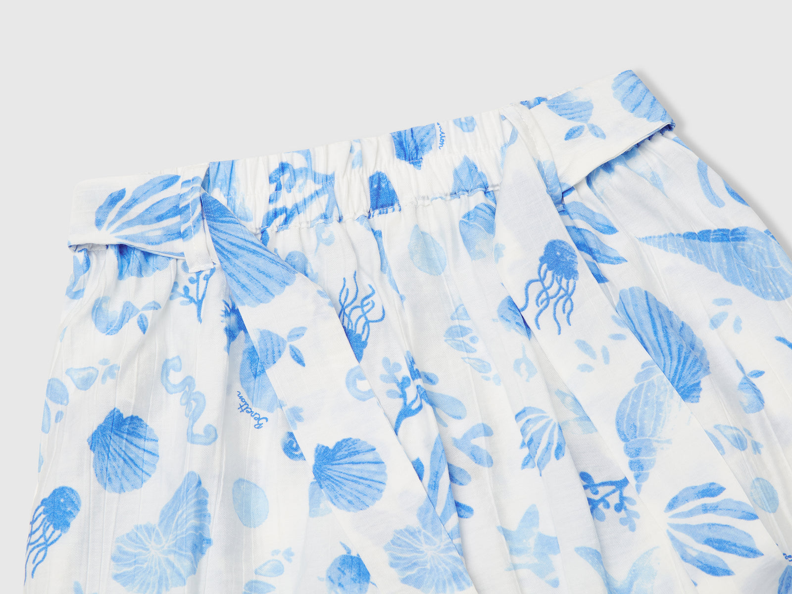 Pantaloni palazzo con stampa marina da bimba azzurro 3 | Benetton Outlet