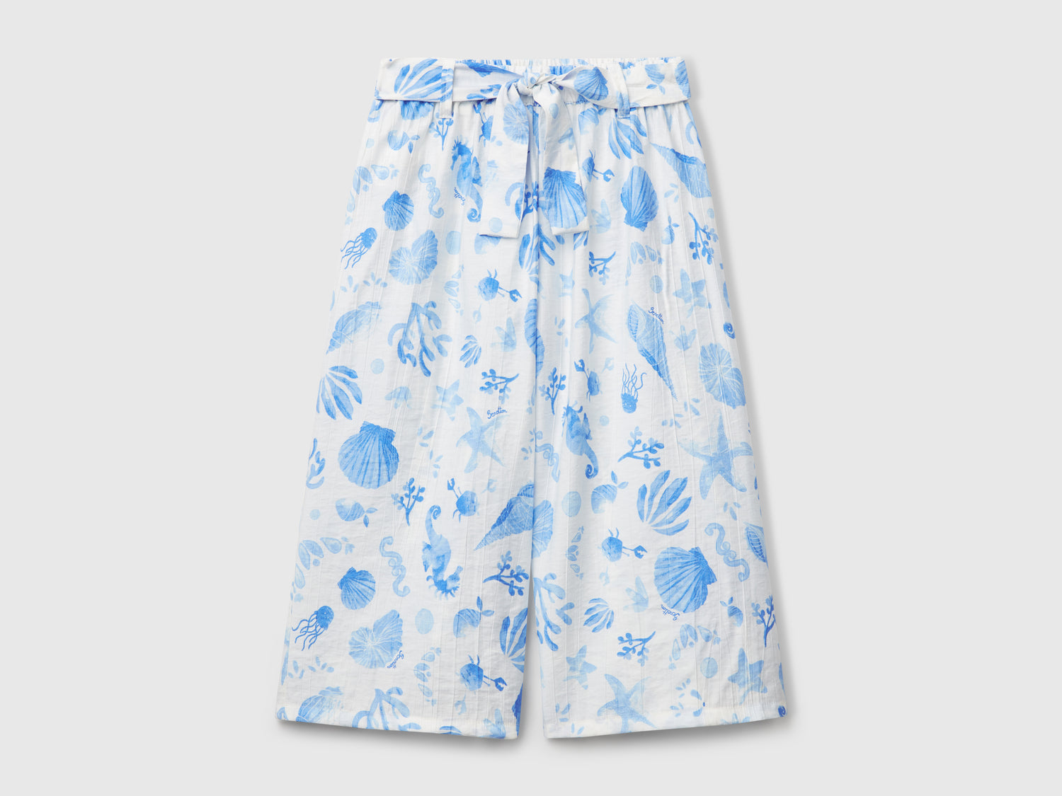 Pantaloni palazzo con stampa marina da bimba azzurro | Benetton Outlet