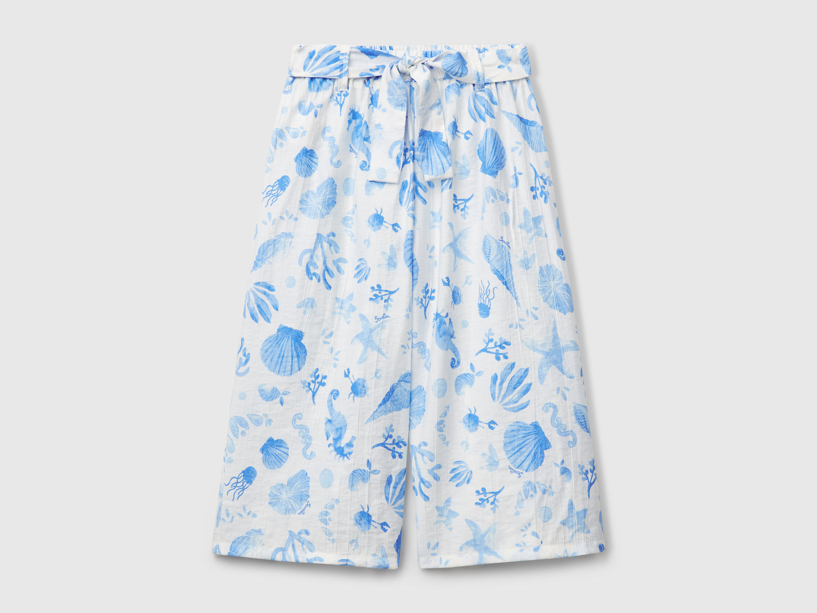 Pantaloni palazzo con stampa marina da bimba azzurro | Benetton Outlet