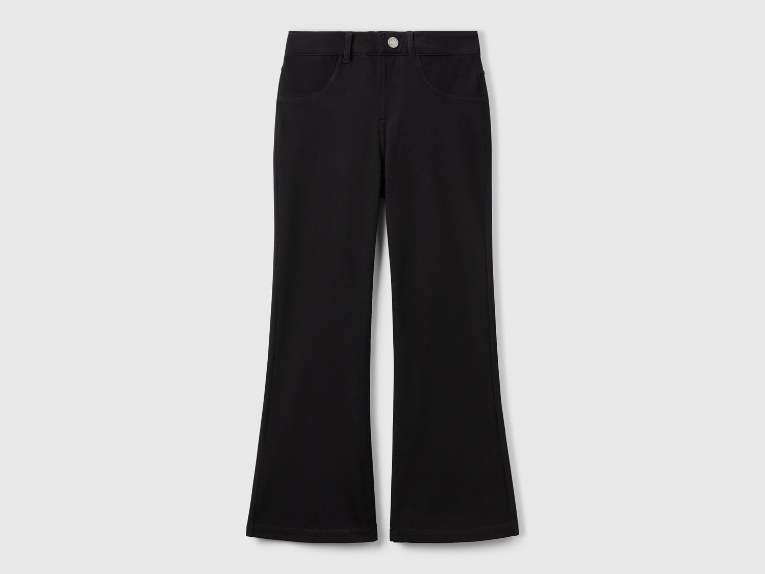 Pantaloni a zampa in cotone stretch da bambina nero | Benetton Outlet