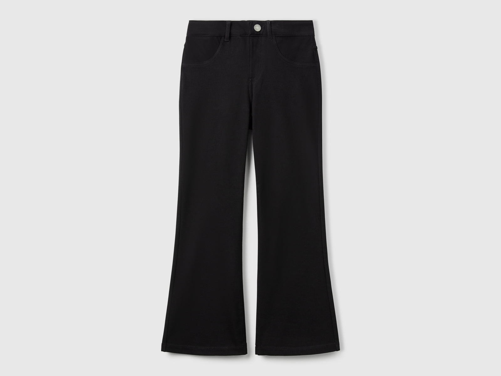 Pantaloni a zampa in cotone stretch da bambina nero | Benetton Outlet