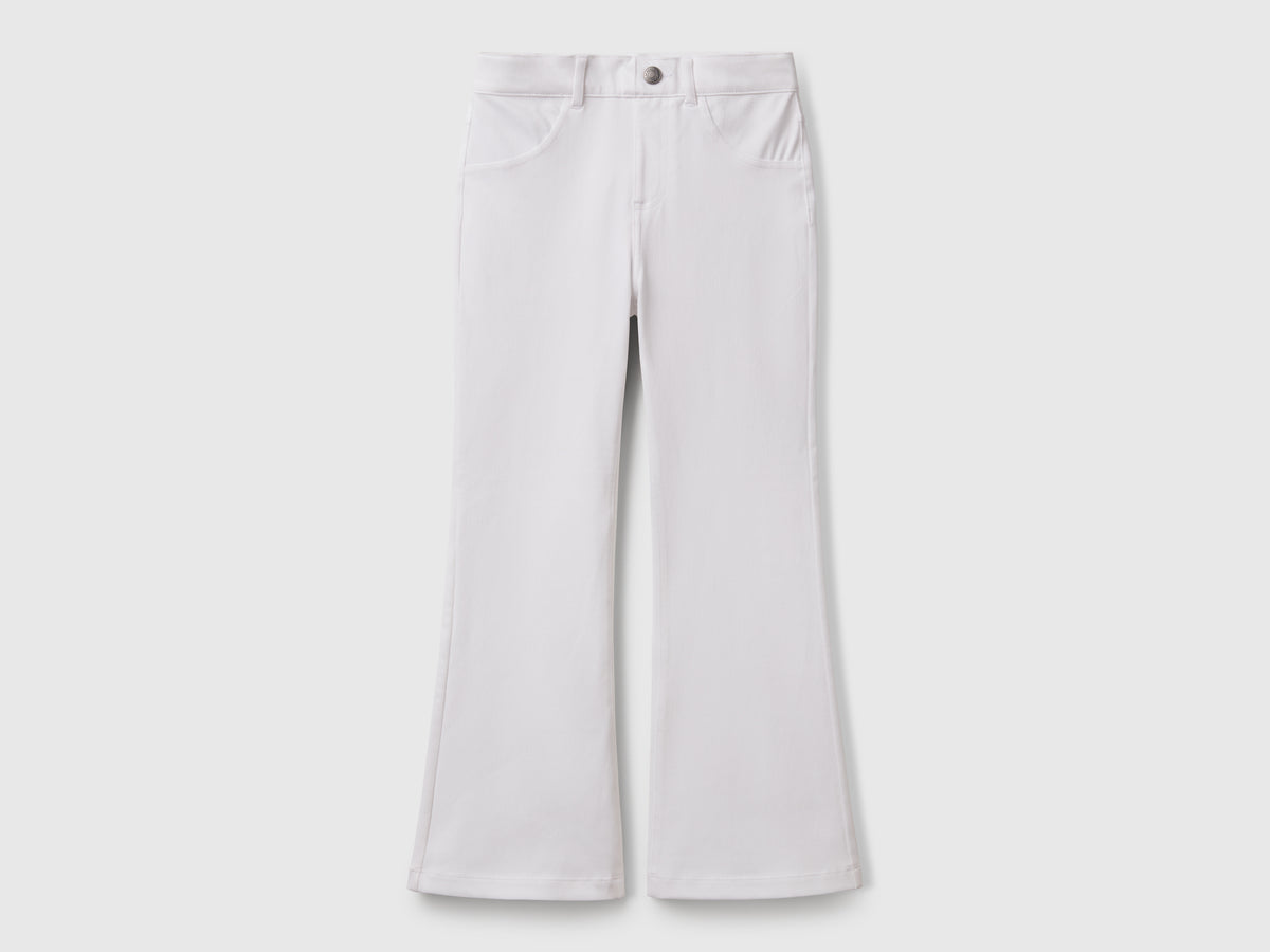Pantaloni a zampa in cotone stretch