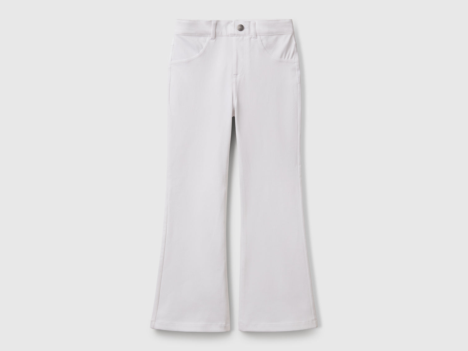 Pantaloni a zampa in cotone stretch da bambina bianco | Benetton Outlet