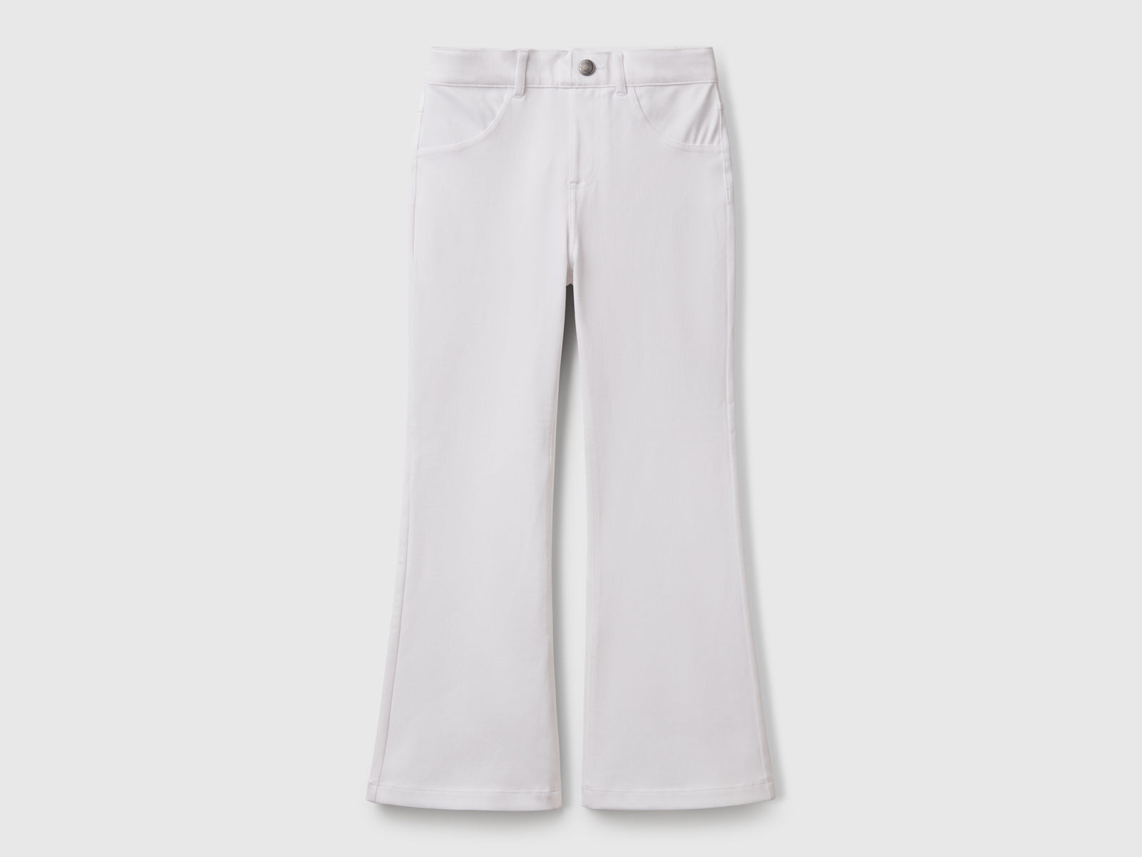 Pantaloni a zampa in cotone stretch da bambina bianco | Benetton Outlet